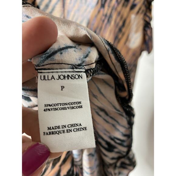 ULLA JOHNSON Lina Coverup Mini Dress Fig Brown Women's P XS Cotton Lightweight - Picture 8 of 9